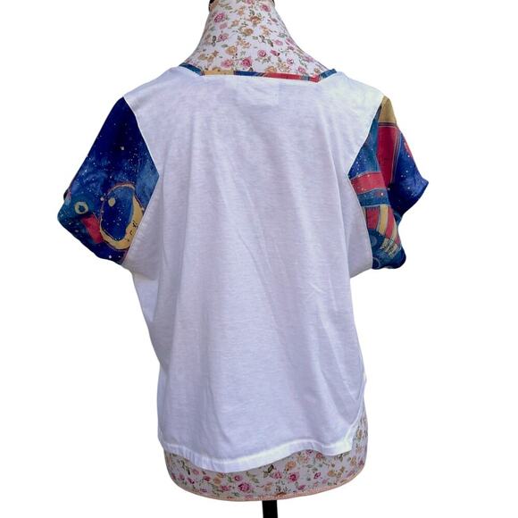 Vintage 70's Pisces T-Shirt Celestial Zodiac Astrological Boho Crop Top size XL - Picture 6 of 11